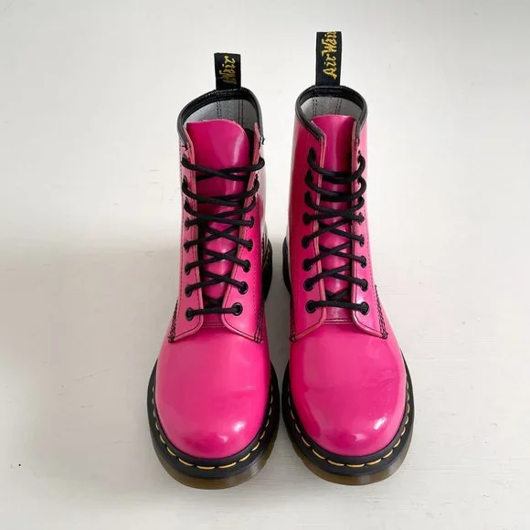 Dr. Martens Hot Pink 1460 Patent Leather Lace Up Combat Ankle Boot Womens Size 7 - Picture 2 of 12